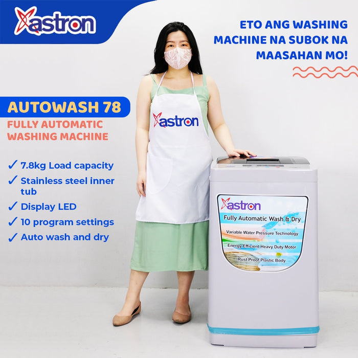 Astron AUTOWASH78 7.8 kg Automatic Washing Machine (Wash and Dry) | Rust Proof Plastic Body | Fully